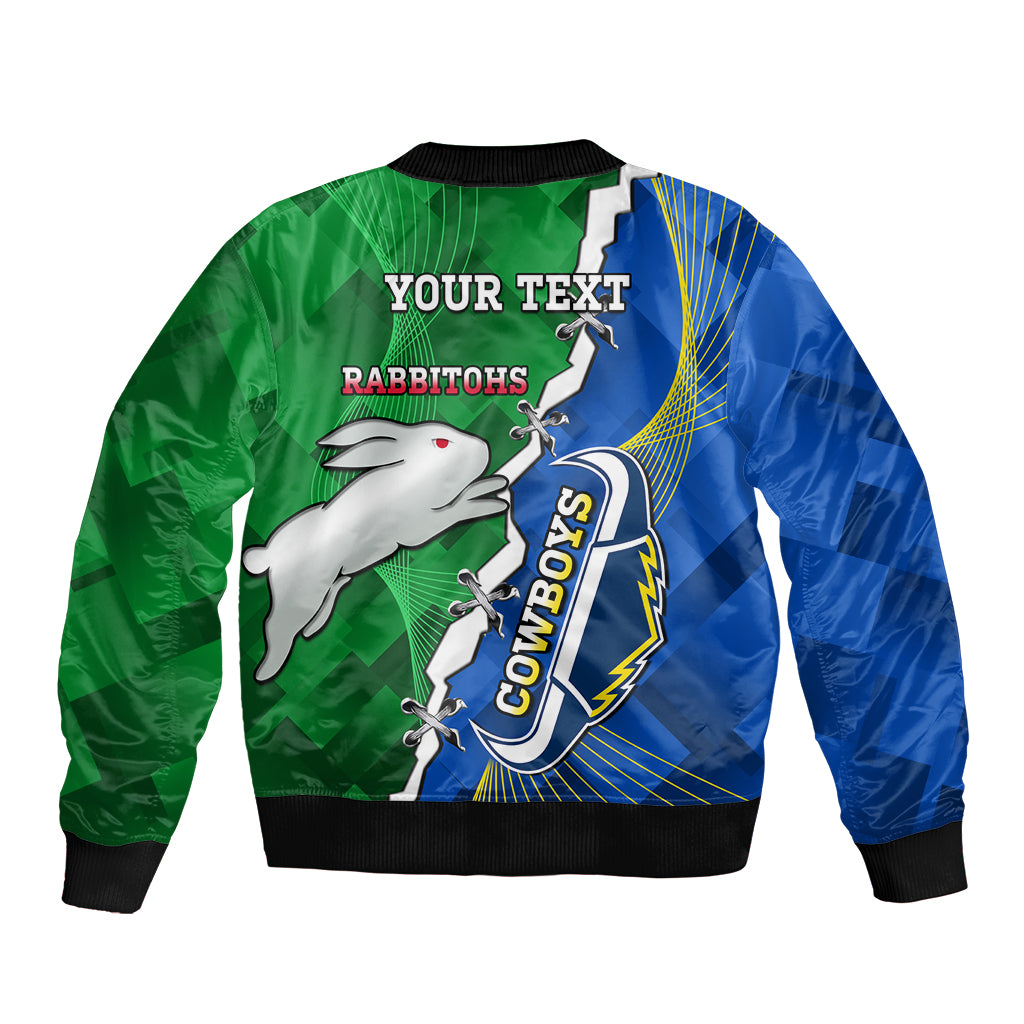 Personalised Rabbitohs And Cowboys Rugby Bomber Jacket Dynamic Style