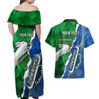 Personalised Rabbitohs And Cowboys Rugby Couples Matching Off Shoulder Maxi Dress and Hawaiian Shirt Dynamic Style