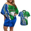 Personalised Rabbitohs And Cowboys Rugby Couples Matching Off Shoulder Short Dress and Hawaiian Shirt Dynamic Style