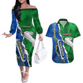 Personalised Rabbitohs And Cowboys Rugby Couples Matching Off The Shoulder Long Sleeve Dress and Hawaiian Shirt Dynamic Style