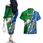 Personalised Rabbitohs And Cowboys Rugby Couples Matching Off The Shoulder Long Sleeve Dress and Hawaiian Shirt Dynamic Style