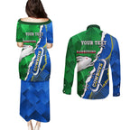 Personalised Rabbitohs And Cowboys Rugby Couples Matching Puletasi and Long Sleeve Button Shirt Dynamic Style