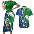 Personalised Rabbitohs And Cowboys Rugby Couples Matching Short Sleeve Bodycon Dress and Hawaiian Shirt Dynamic Style