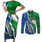 Personalised Rabbitohs And Cowboys Rugby Couples Matching Short Sleeve Bodycon Dress and Long Sleeve Button Shirt Dynamic Style