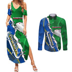 Personalised Rabbitohs And Cowboys Rugby Couples Matching Summer Maxi Dress and Long Sleeve Button Shirt Dynamic Style