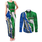 Personalised Rabbitohs And Cowboys Rugby Couples Matching Tank Maxi Dress and Long Sleeve Button Shirt Dynamic Style