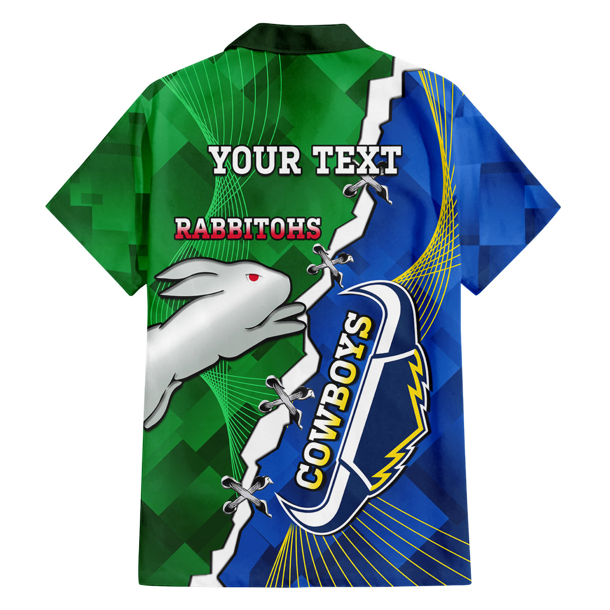 Personalised Rabbitohs And Cowboys Rugby Family Matching Long Sleeve Bodycon Dress and Hawaiian Shirt Dynamic Style