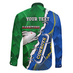 Personalised Rabbitohs And Cowboys Rugby Family Matching Long Sleeve Bodycon Dress and Hawaiian Shirt Dynamic Style