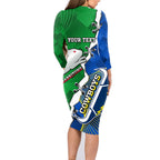 Personalised Rabbitohs And Cowboys Rugby Family Matching Long Sleeve Bodycon Dress and Hawaiian Shirt Dynamic Style