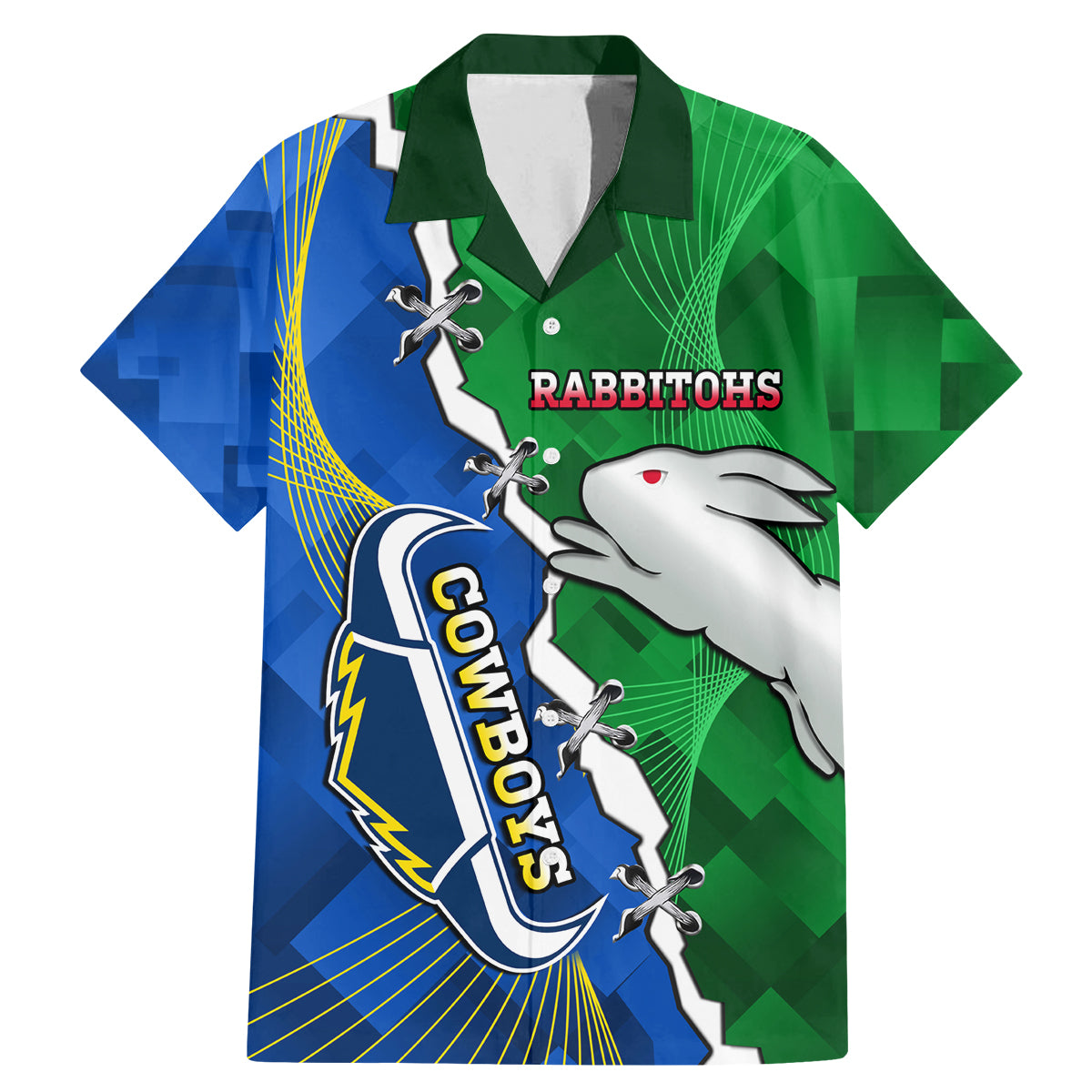 Personalised Rabbitohs And Cowboys Rugby Family Matching Mermaid Dress and Hawaiian Shirt Dynamic Style