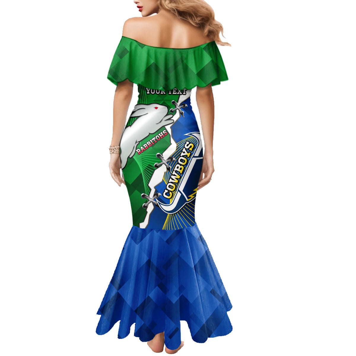 Personalised Rabbitohs And Cowboys Rugby Family Matching Mermaid Dress and Hawaiian Shirt Dynamic Style