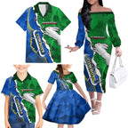 Personalised Rabbitohs And Cowboys Rugby Family Matching Off Shoulder Long Sleeve Dress and Hawaiian Shirt Dynamic Style