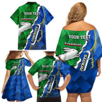 Personalised Rabbitohs And Cowboys Rugby Family Matching Off Shoulder Short Dress and Hawaiian Shirt Dynamic Style