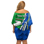 Personalised Rabbitohs And Cowboys Rugby Family Matching Off Shoulder Short Dress and Hawaiian Shirt Dynamic Style