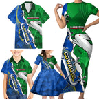 Personalised Rabbitohs And Cowboys Rugby Family Matching Short Sleeve Bodycon Dress and Hawaiian Shirt Dynamic Style