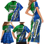 Personalised Rabbitohs And Cowboys Rugby Family Matching Short Sleeve Bodycon Dress and Hawaiian Shirt Dynamic Style