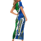 Personalised Rabbitohs And Cowboys Rugby Family Matching Short Sleeve Bodycon Dress and Hawaiian Shirt Dynamic Style