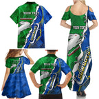 Personalised Rabbitohs And Cowboys Rugby Family Matching Summer Maxi Dress and Hawaiian Shirt Dynamic Style