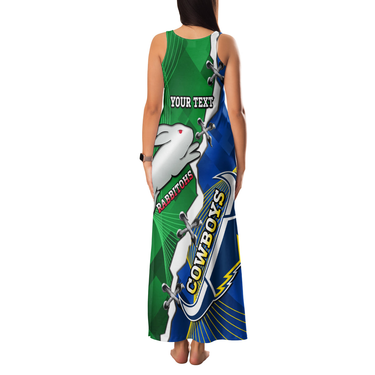 Personalised Rabbitohs And Cowboys Rugby Family Matching Tank Maxi Dress and Hawaiian Shirt Dynamic Style