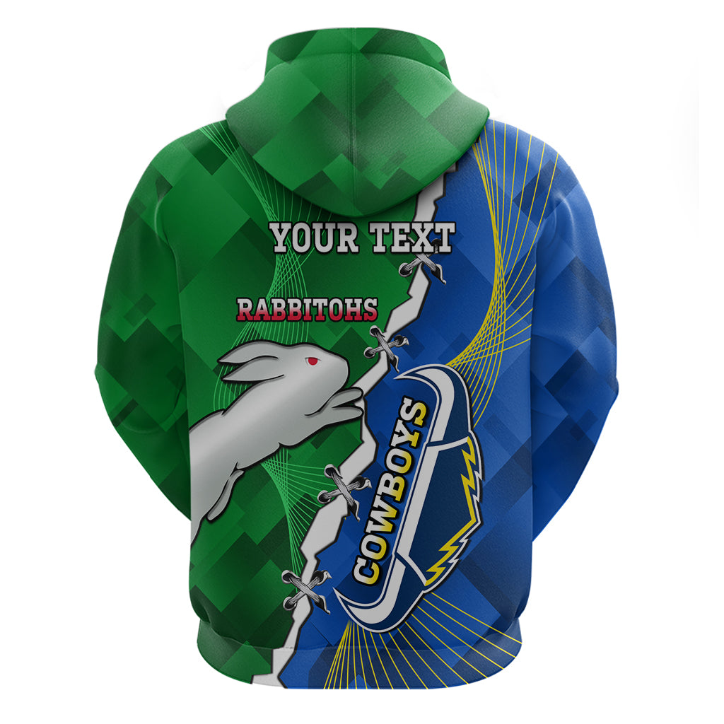 Personalised Rabbitohs And Cowboys Rugby Hoodie Dynamic Style