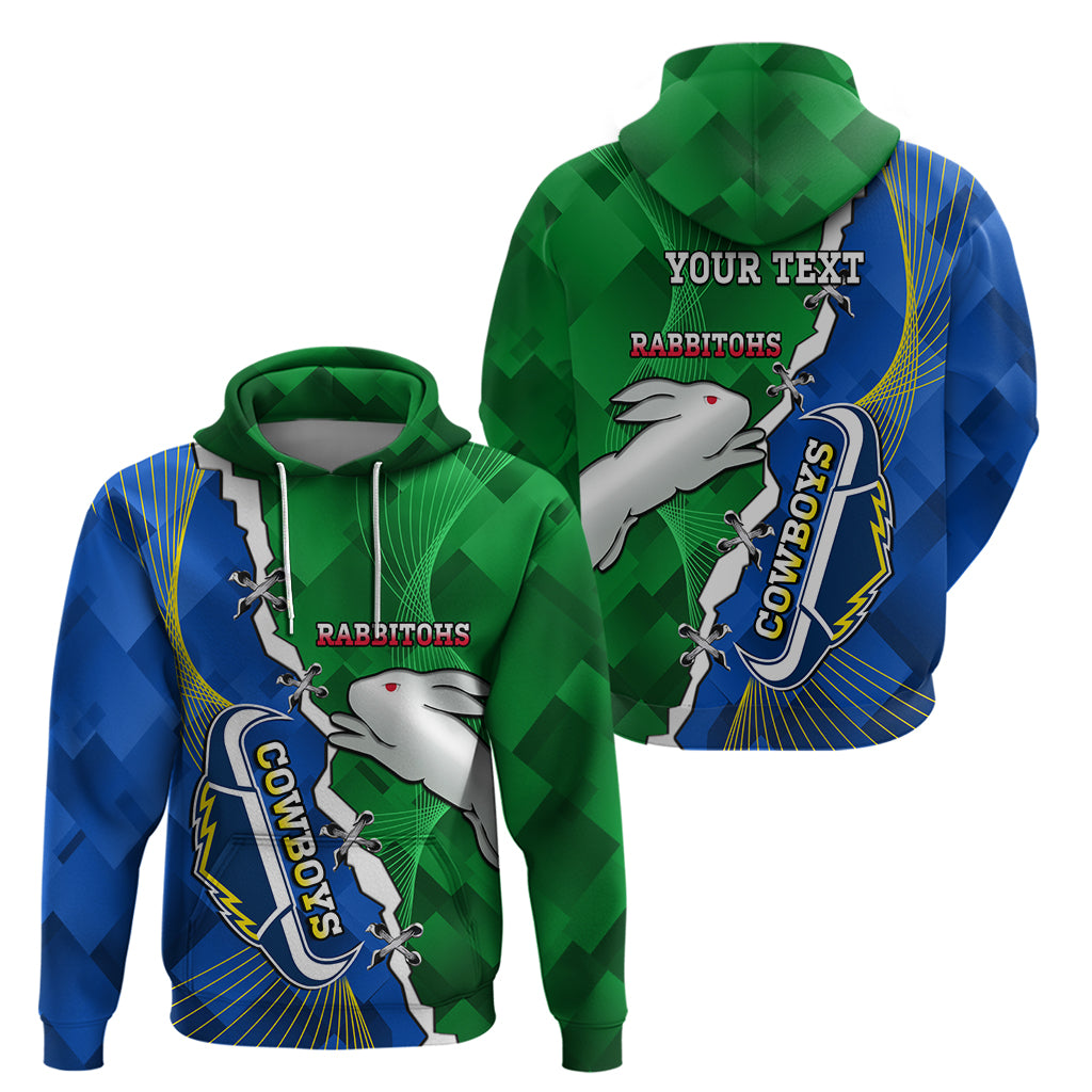 Personalised Rabbitohs And Cowboys Rugby Hoodie Dynamic Style