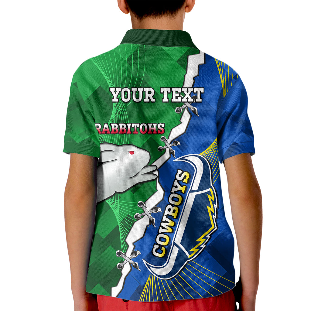Personalised Rabbitohs And Cowboys Rugby Kid Polo Shirt Dynamic Style