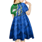 Personalised Rabbitohs And Cowboys Rugby Kid Short Sleeve Dress Dynamic Style