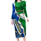 Personalised Rabbitohs And Cowboys Rugby Long Sleeve Bodycon Dress Dynamic Style