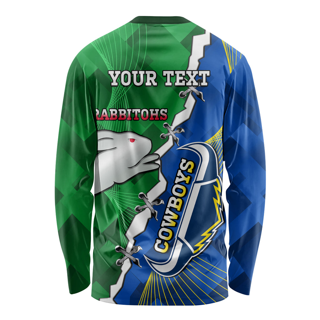 Personalised Rabbitohs And Cowboys Rugby Long Sleeve Shirt Dynamic Style
