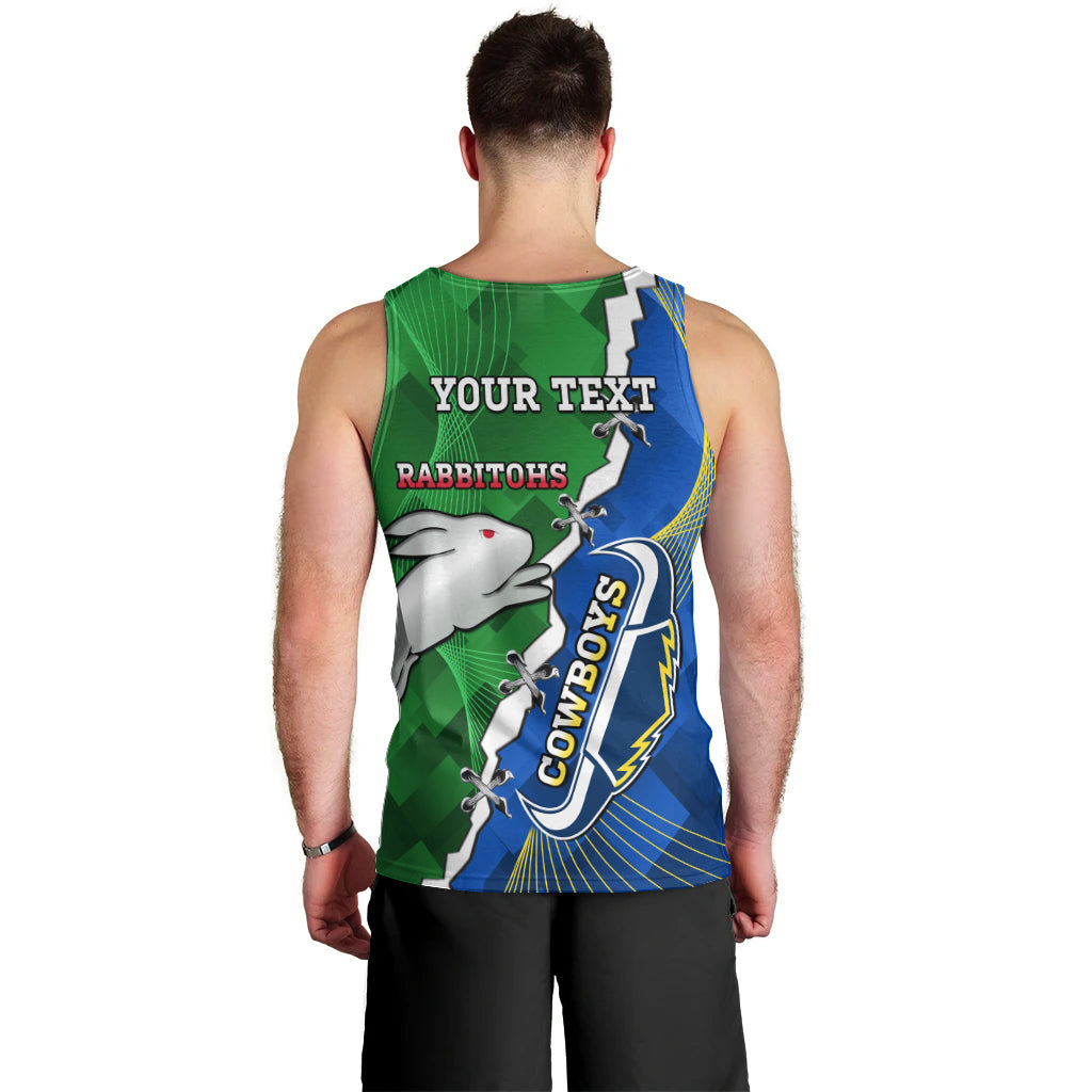 Personalised Rabbitohs And Cowboys Rugby Men Tank Top Dynamic Style