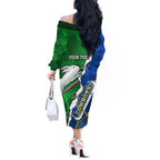 Personalised Rabbitohs And Cowboys Rugby Off The Shoulder Long Sleeve Dress Dynamic Style