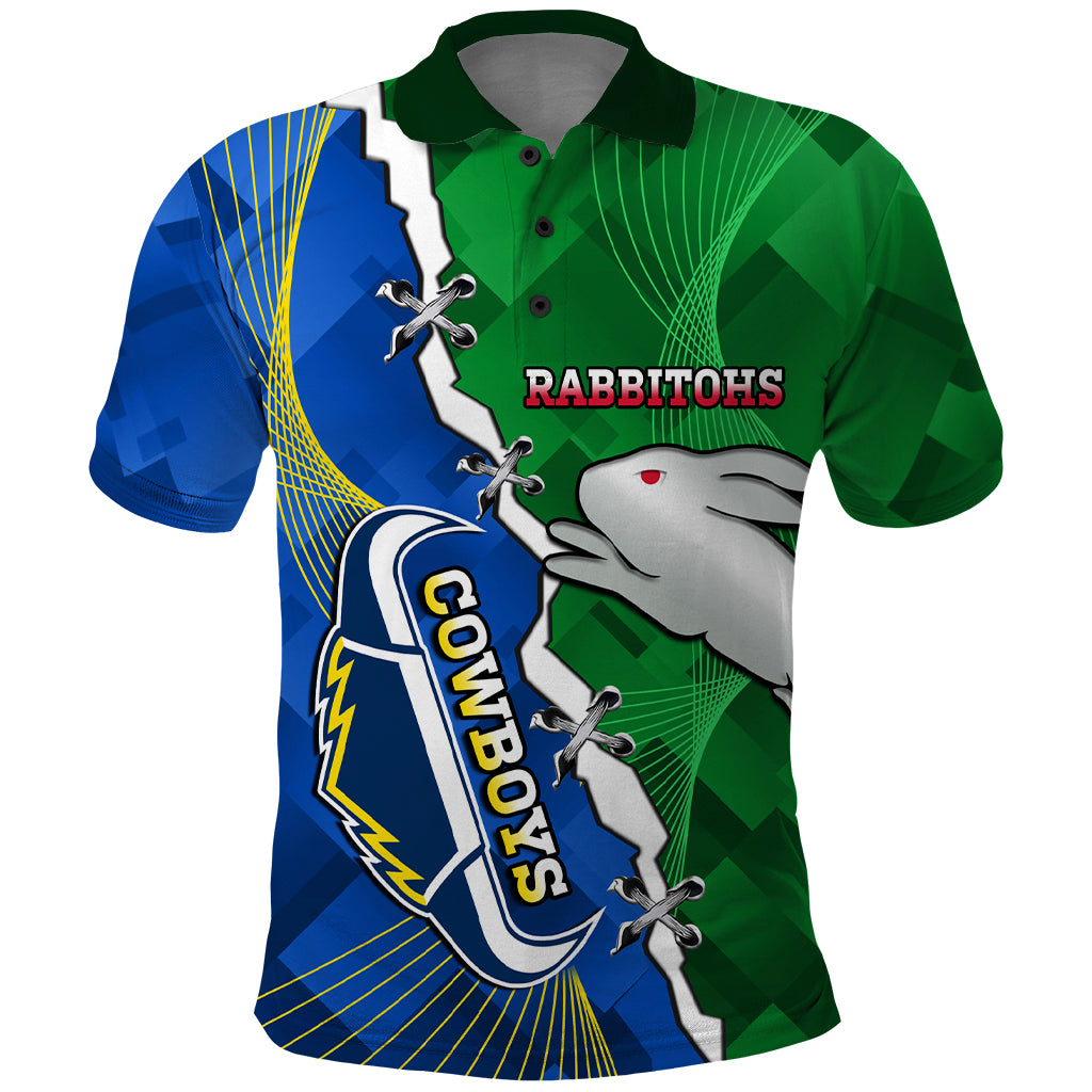 Personalised Rabbitohs And Cowboys Rugby Polo Shirt Dynamic Style