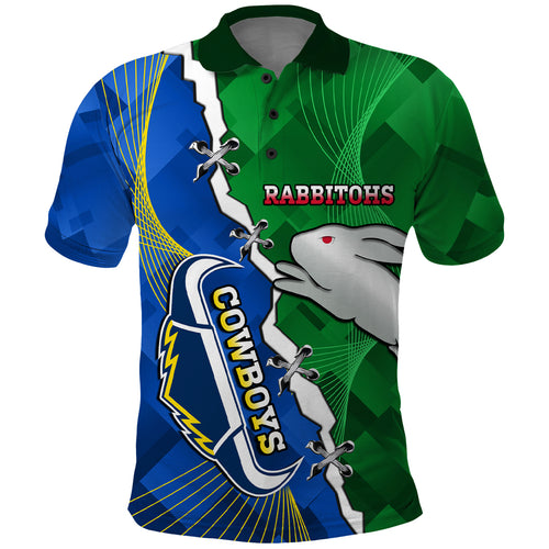 Personalised Rabbitohs And Cowboys Rugby Polo Shirt Dynamic Style