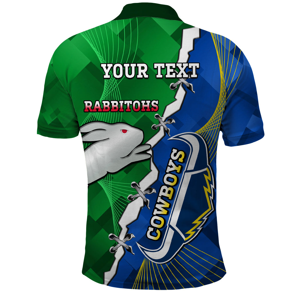 Personalised Rabbitohs And Cowboys Rugby Polo Shirt Dynamic Style