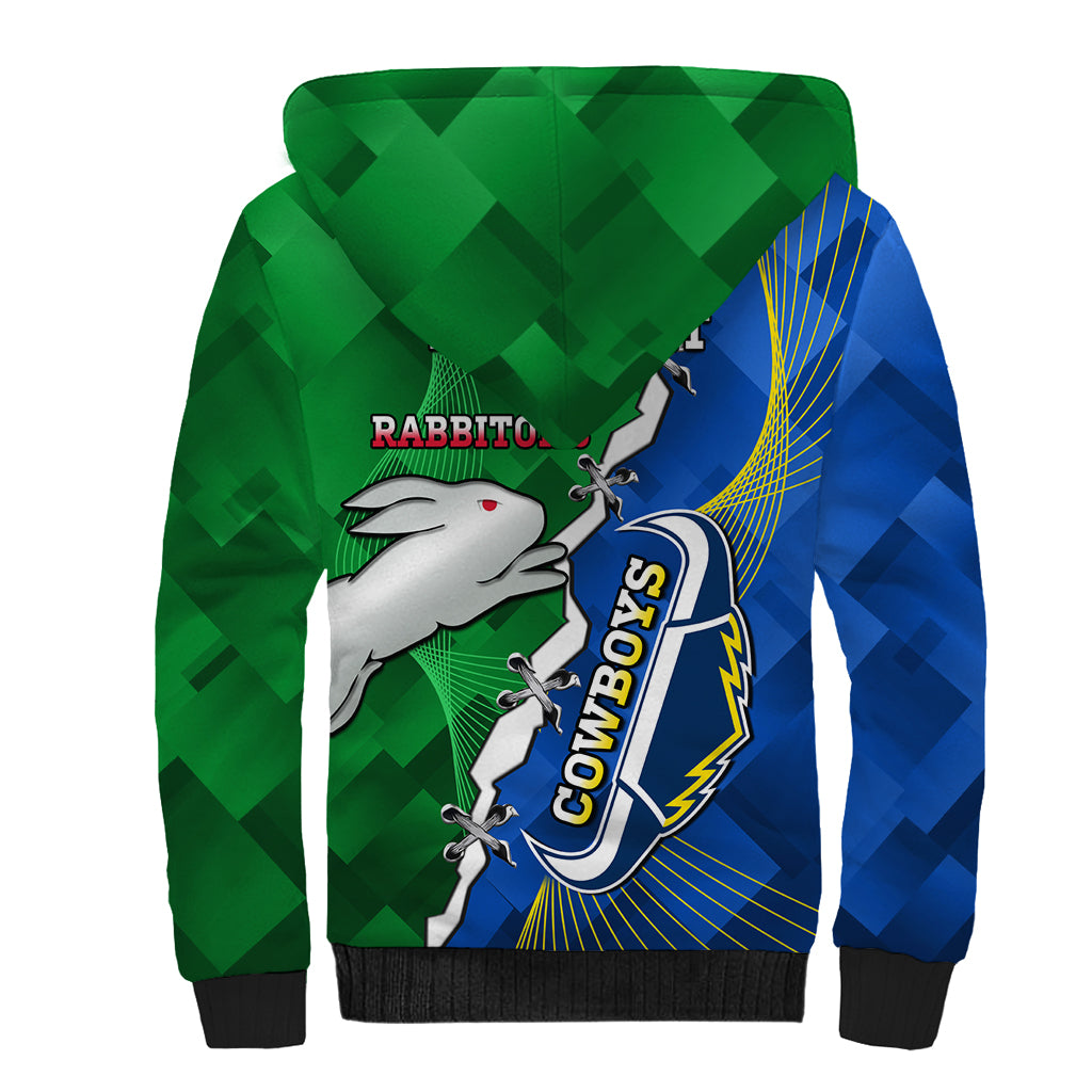 Personalised Rabbitohs And Cowboys Rugby Sherpa Hoodie Dynamic Style