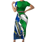 Personalised Rabbitohs And Cowboys Rugby Short Sleeve Bodycon Dress Dynamic Style