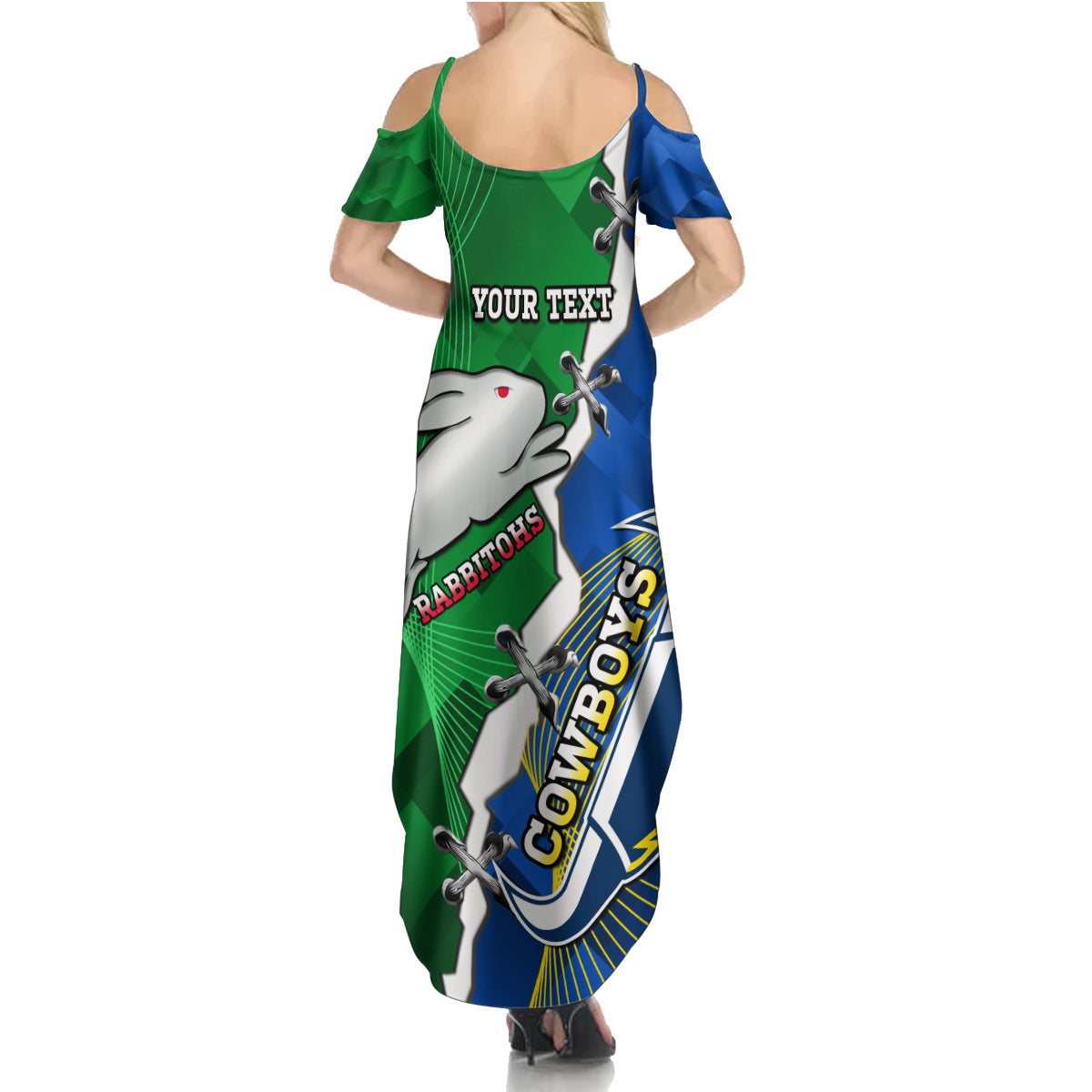Personalised Rabbitohs And Cowboys Rugby Summer Maxi Dress Dynamic Style