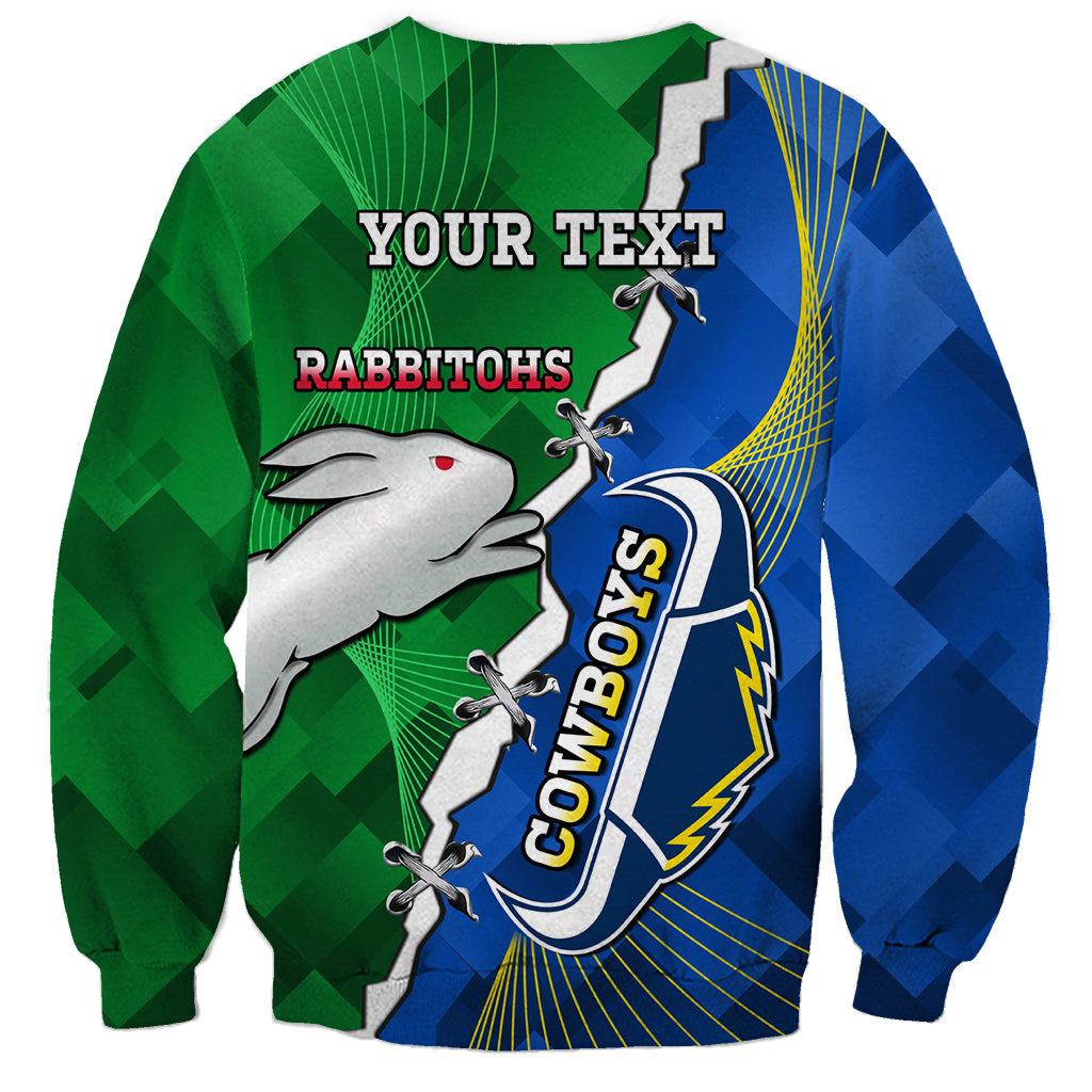 Personalised Rabbitohs And Cowboys Rugby Sweatshirt Dynamic Style