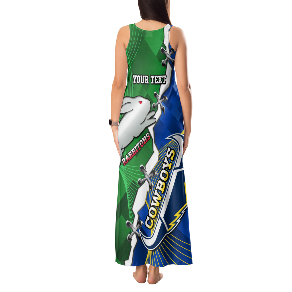 Personalised Rabbitohs And Cowboys Rugby Tank Maxi Dress Dynamic Style