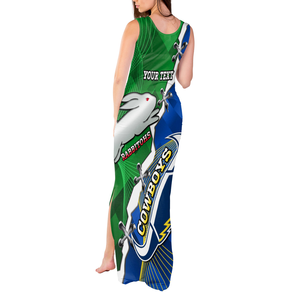 Personalised Rabbitohs And Cowboys Rugby Tank Maxi Dress Dynamic Style