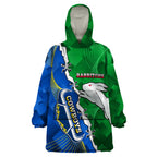 Personalised Rabbitohs And Cowboys Rugby Wearable Blanket Hoodie Dynamic Style