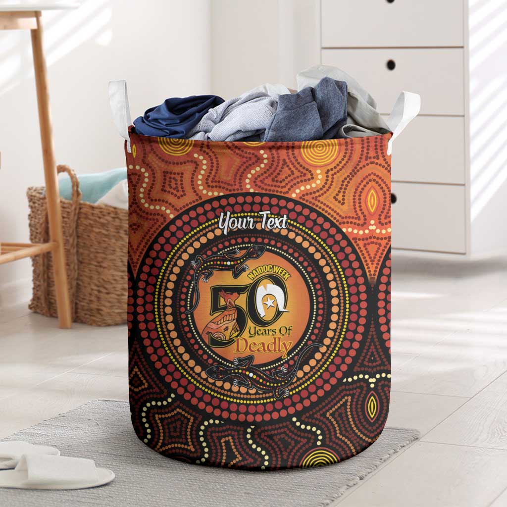 NAIDOC Week 2026 Personalised Laundry Basket 50 Years of Deadly Lizard Kangaroo Aboriginal Art