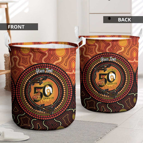 NAIDOC Week 2026 Personalised Laundry Basket 50 Years of Deadly Lizard Kangaroo Aboriginal Art