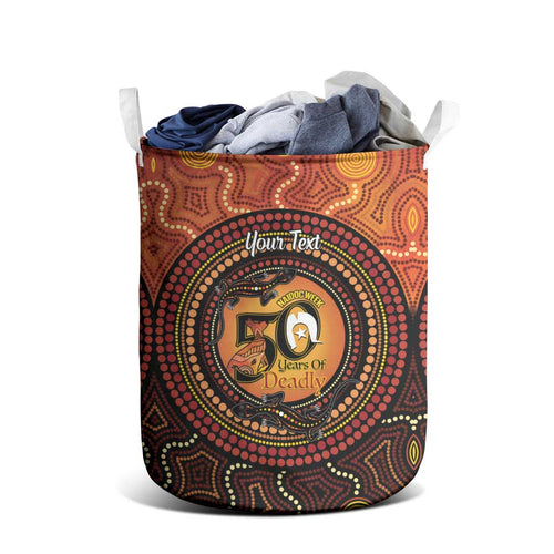 NAIDOC Week 2026 Personalised Laundry Basket 50 Years of Deadly Lizard Kangaroo Aboriginal Art