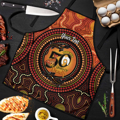 NAIDOC Week 2026 Personalised Apron 50 Years of Deadly Lizard Kangaroo Aboriginal Art