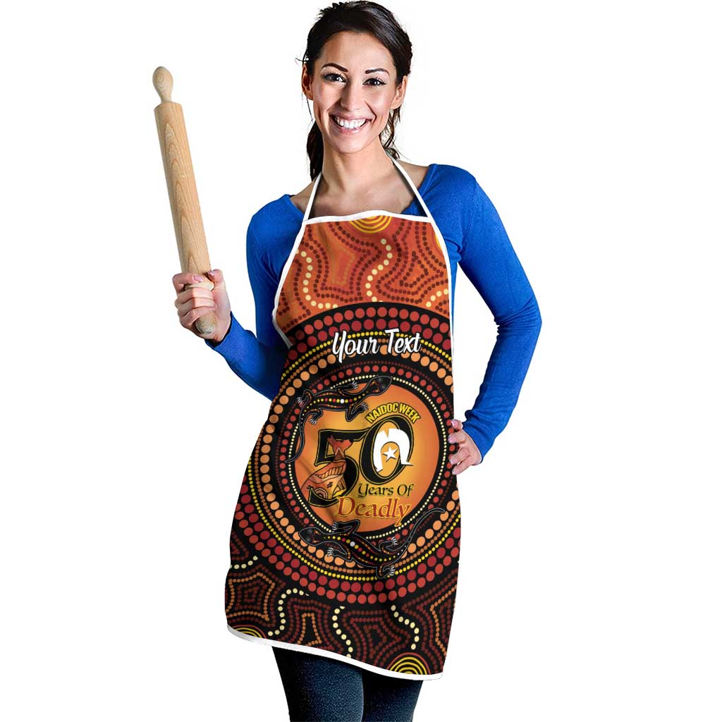 NAIDOC Week 2026 Personalised Apron 50 Years of Deadly Lizard Kangaroo Aboriginal Art