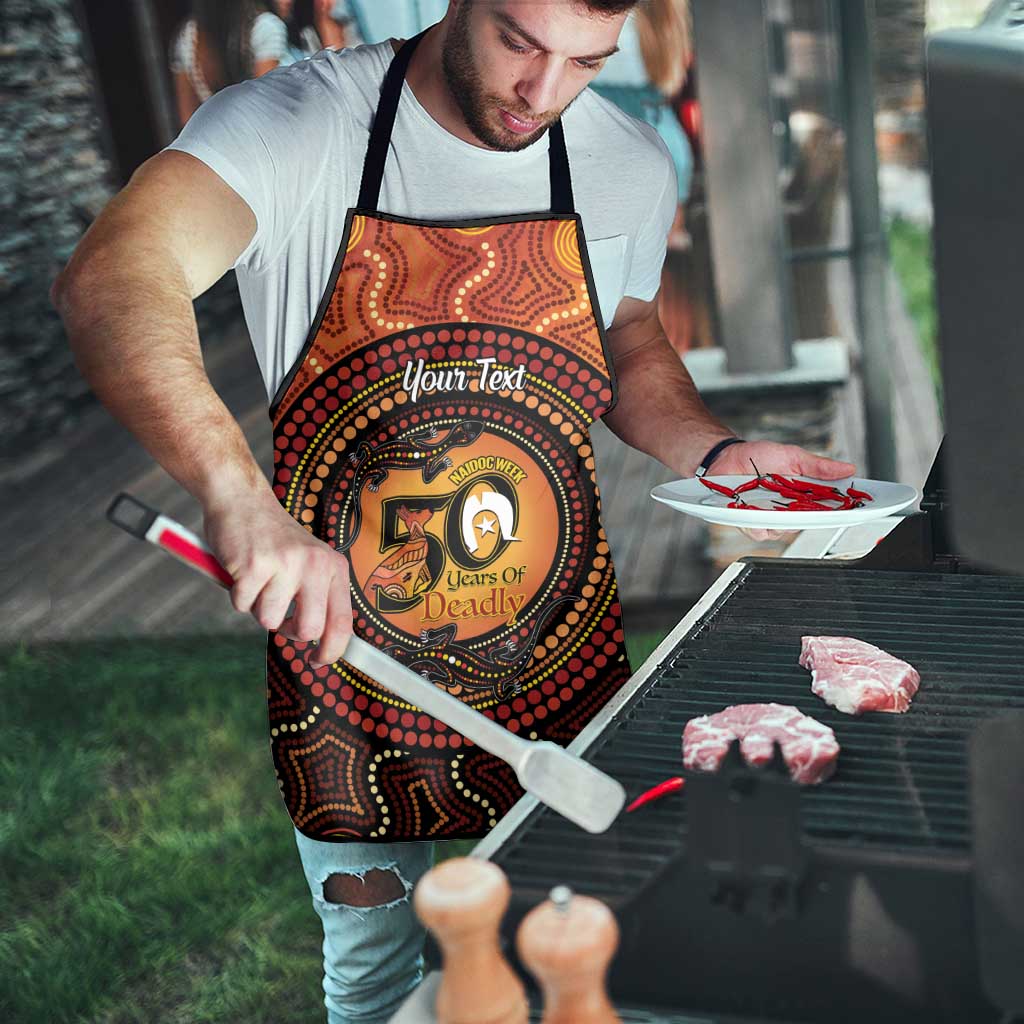 NAIDOC Week 2026 Personalised Apron 50 Years of Deadly Lizard Kangaroo Aboriginal Art