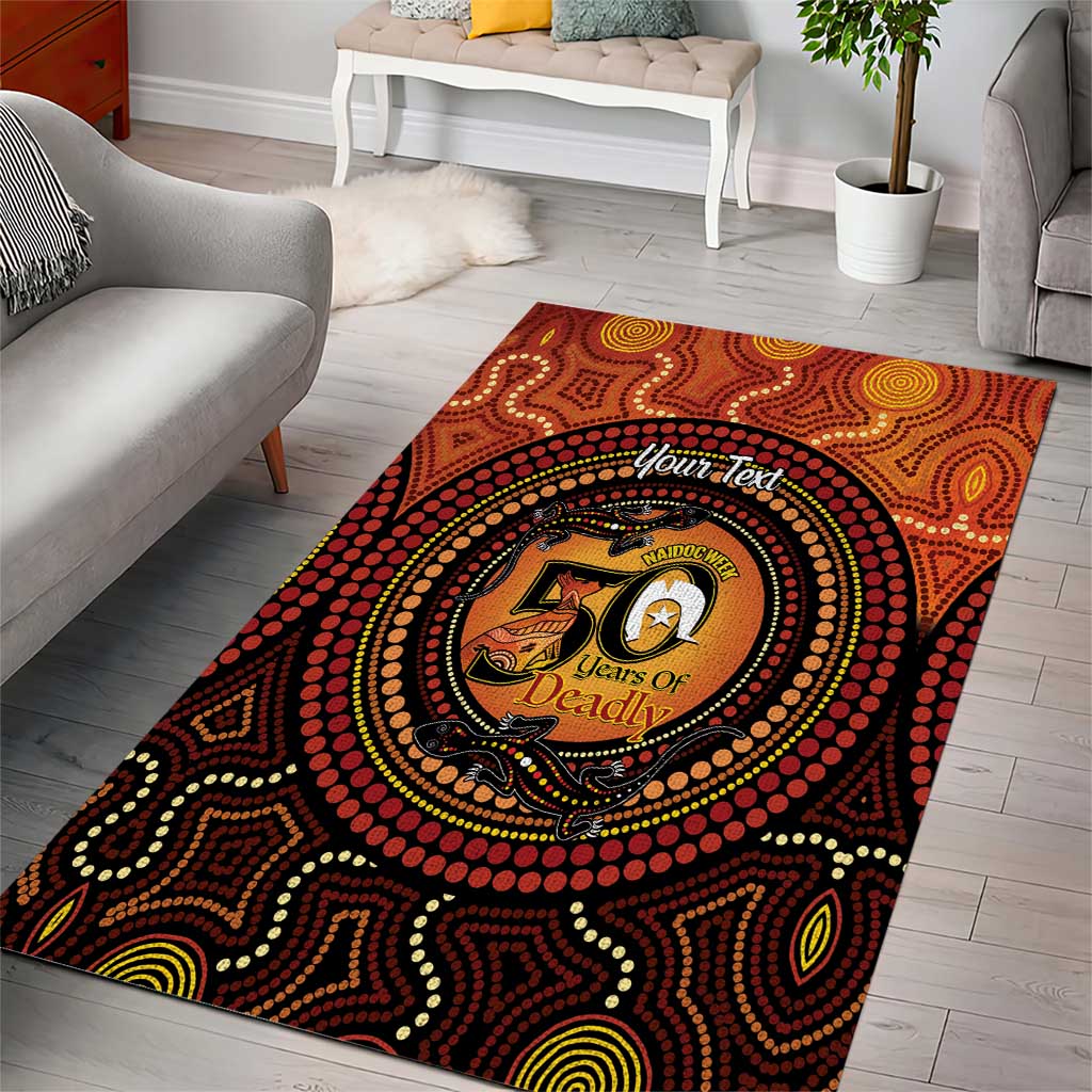 NAIDOC Week 2026 Personalised Area Rug 50 Years of Deadly Lizard Kangaroo Aboriginal Art