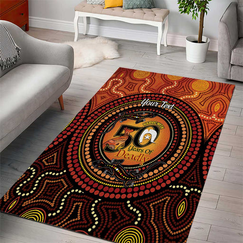 NAIDOC Week 2026 Personalised Area Rug 50 Years of Deadly Lizard Kangaroo Aboriginal Art