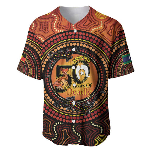 NAIDOC Week 2026 Personalised Baseball Jersey 50 Years of Deadly Lizard Kangaroo Aboriginal Art